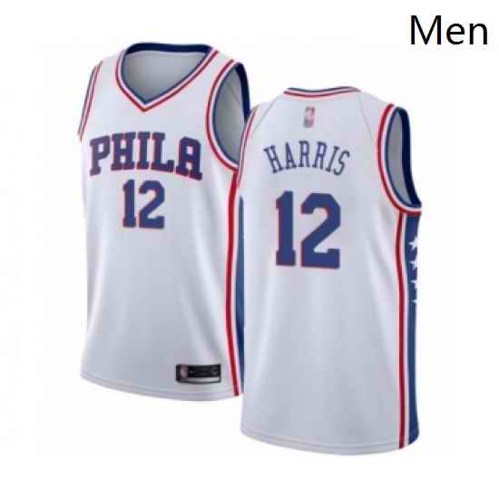 Mens Philadelphia 76ers 12 Tobias Harris Authentic White Basketball Jersey Association Edition
